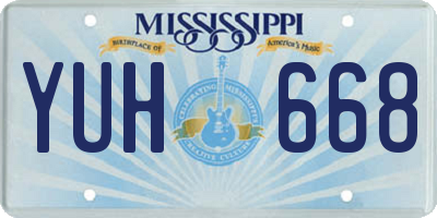 MS license plate YUH668