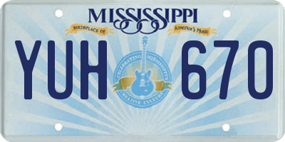 MS license plate YUH670