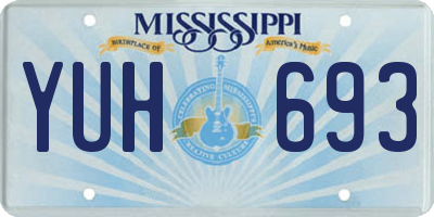 MS license plate YUH693