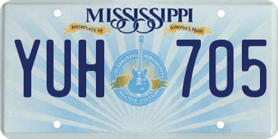 MS license plate YUH705