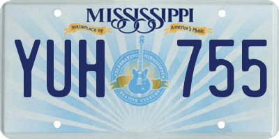 MS license plate YUH755