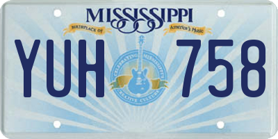 MS license plate YUH758