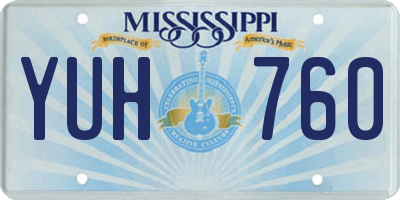 MS license plate YUH760