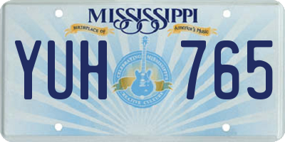 MS license plate YUH765