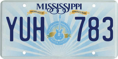 MS license plate YUH783