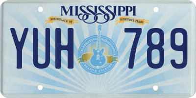 MS license plate YUH789