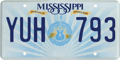 MS license plate YUH793