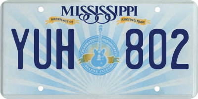 MS license plate YUH802