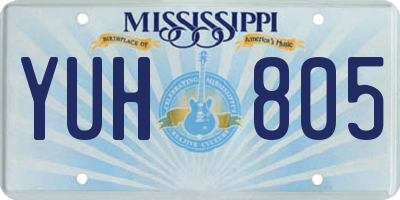 MS license plate YUH805