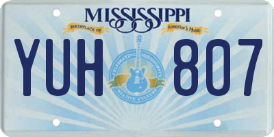 MS license plate YUH807