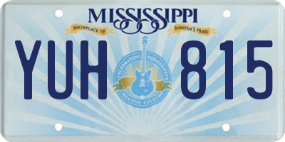 MS license plate YUH815