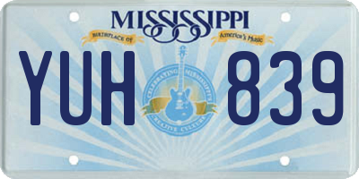 MS license plate YUH839