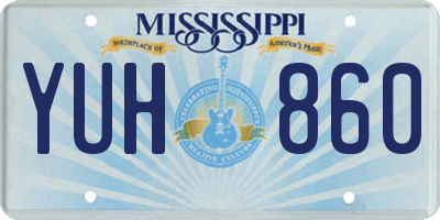 MS license plate YUH860