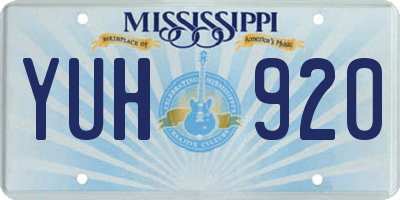 MS license plate YUH920