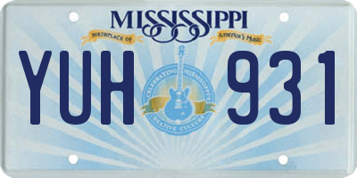 MS license plate YUH931