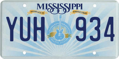 MS license plate YUH934