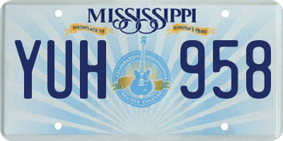 MS license plate YUH958