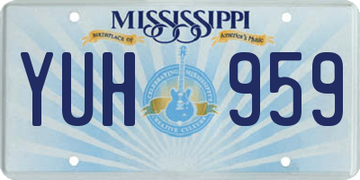 MS license plate YUH959