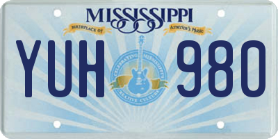 MS license plate YUH980