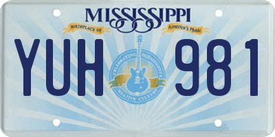 MS license plate YUH981