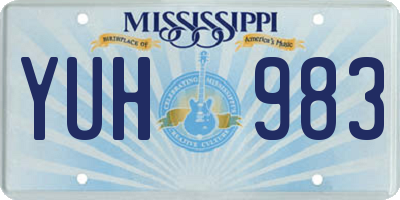 MS license plate YUH983