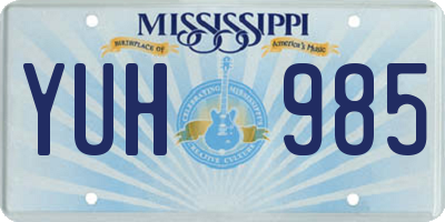 MS license plate YUH985
