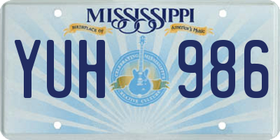 MS license plate YUH986