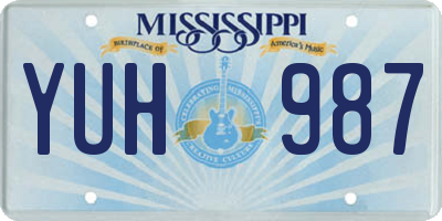 MS license plate YUH987