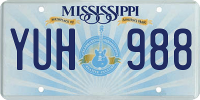 MS license plate YUH988