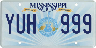 MS license plate YUH999