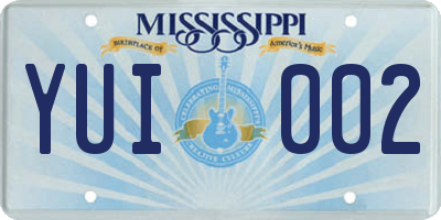 MS license plate YUI002