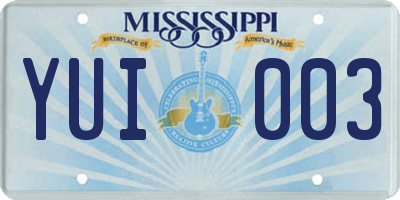 MS license plate YUI003