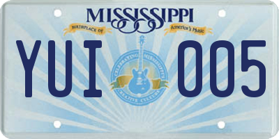 MS license plate YUI005