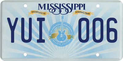MS license plate YUI006