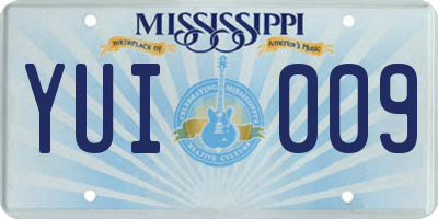 MS license plate YUI009