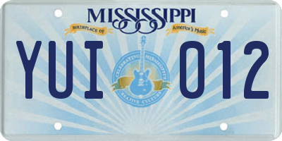 MS license plate YUI012