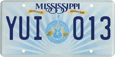 MS license plate YUI013