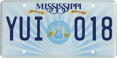 MS license plate YUI018