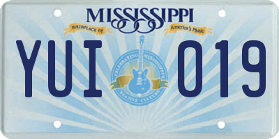 MS license plate YUI019