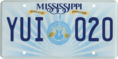 MS license plate YUI020