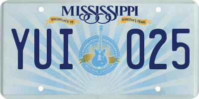 MS license plate YUI025
