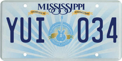 MS license plate YUI034