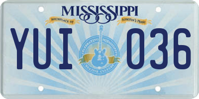 MS license plate YUI036
