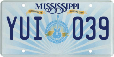 MS license plate YUI039