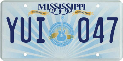 MS license plate YUI047