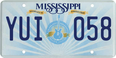 MS license plate YUI058