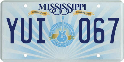 MS license plate YUI067