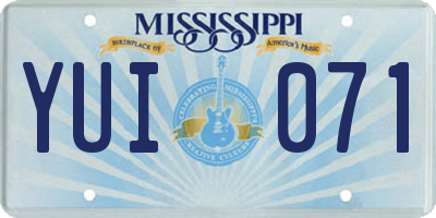 MS license plate YUI071