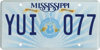 MS license plate YUI077