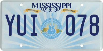MS license plate YUI078